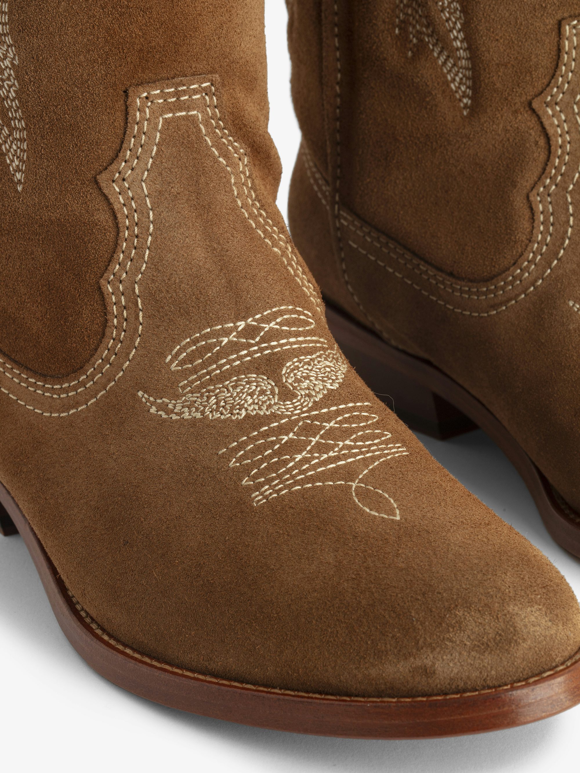 Suede Western Tex Boots - Camargaise boots in embroidered suede leather.